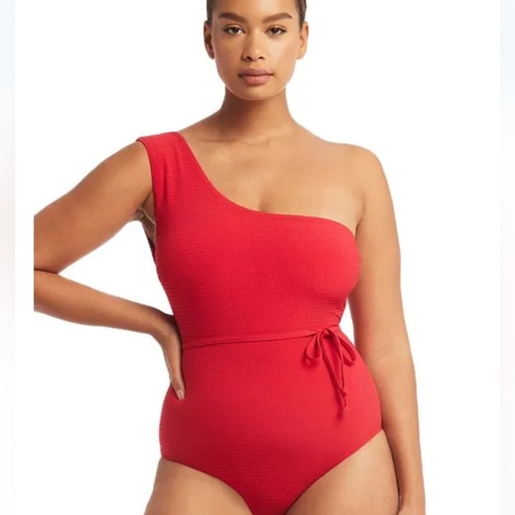 SEA LEVEL SWIM Messina Wide Strap Diagonal One Piece NWT - Picture 1 of 2